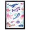 12" x 16" Cute and Quirky Nautical Animals Framed Wall Art, Contemporary Home Décor for Baby or Child's Room, Glass Facing and Hanging Hardware